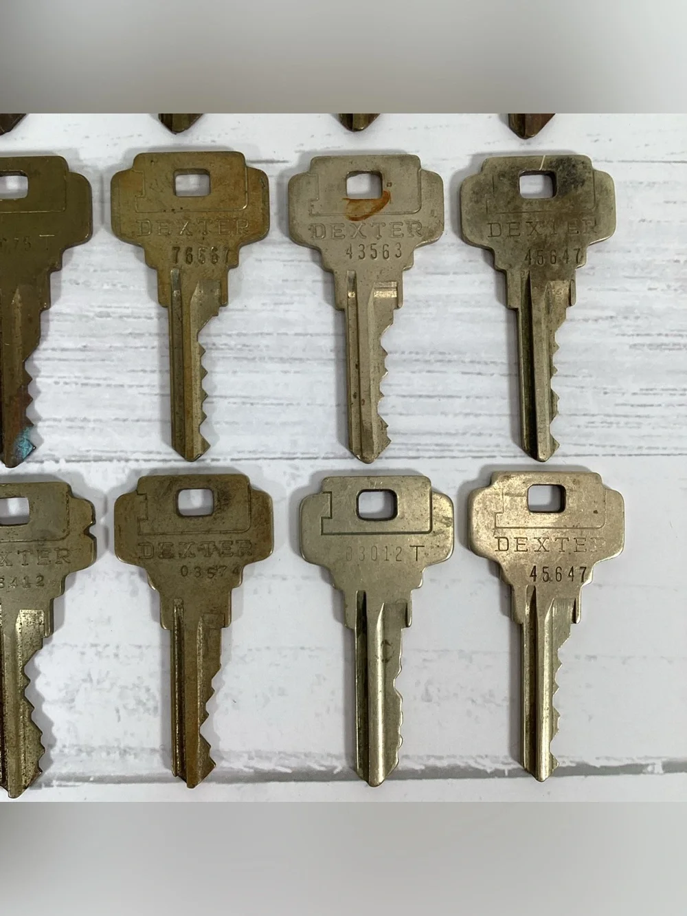 Lot 24 Vintage Brass Dexter Keys - Crafts Steampunk Collection Display Art
